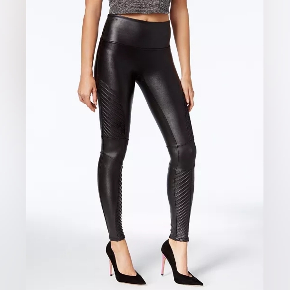 🔥SPANX Faux Leather Moto Leggings, Size M